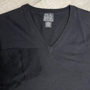 Jos A Bank Executive Collection Mens XXL Black Merino Wool Blend V-Neck Sweater